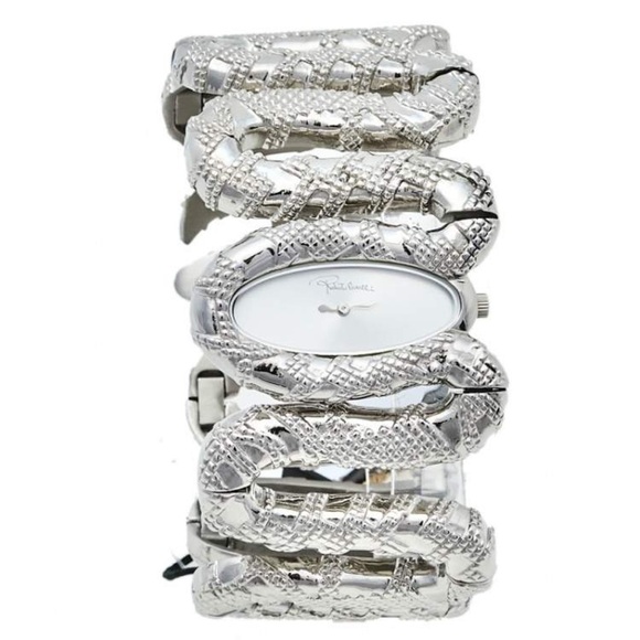 New $640 Roberto Cavalli Cleopatra Women\'s Analog Silver
Tone Snake Watch main image 4